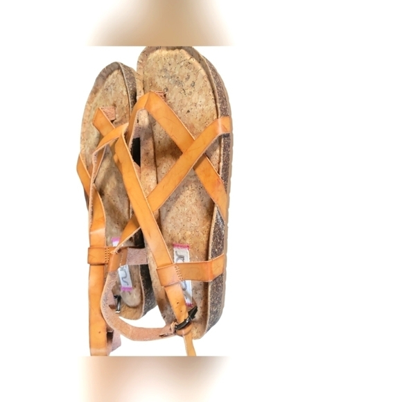 Sugar Rampage Elexxa Natural Criss-cross Sling Back Buckle Toe Ring Sandals Sz 9 - Picture 7 of 11